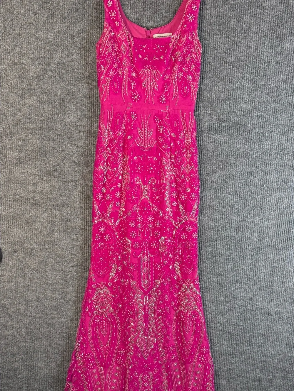 Dress The Population Tyra Bright Fuchsia Square Neck Sequined Dress Size XS Gown - Picture 4 of 9